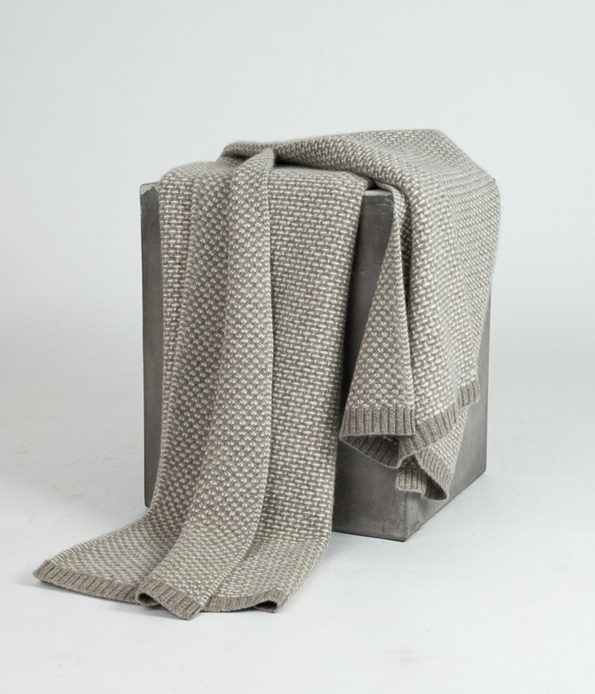 Cashmere and Yak Taiga Throw in White and Platinum