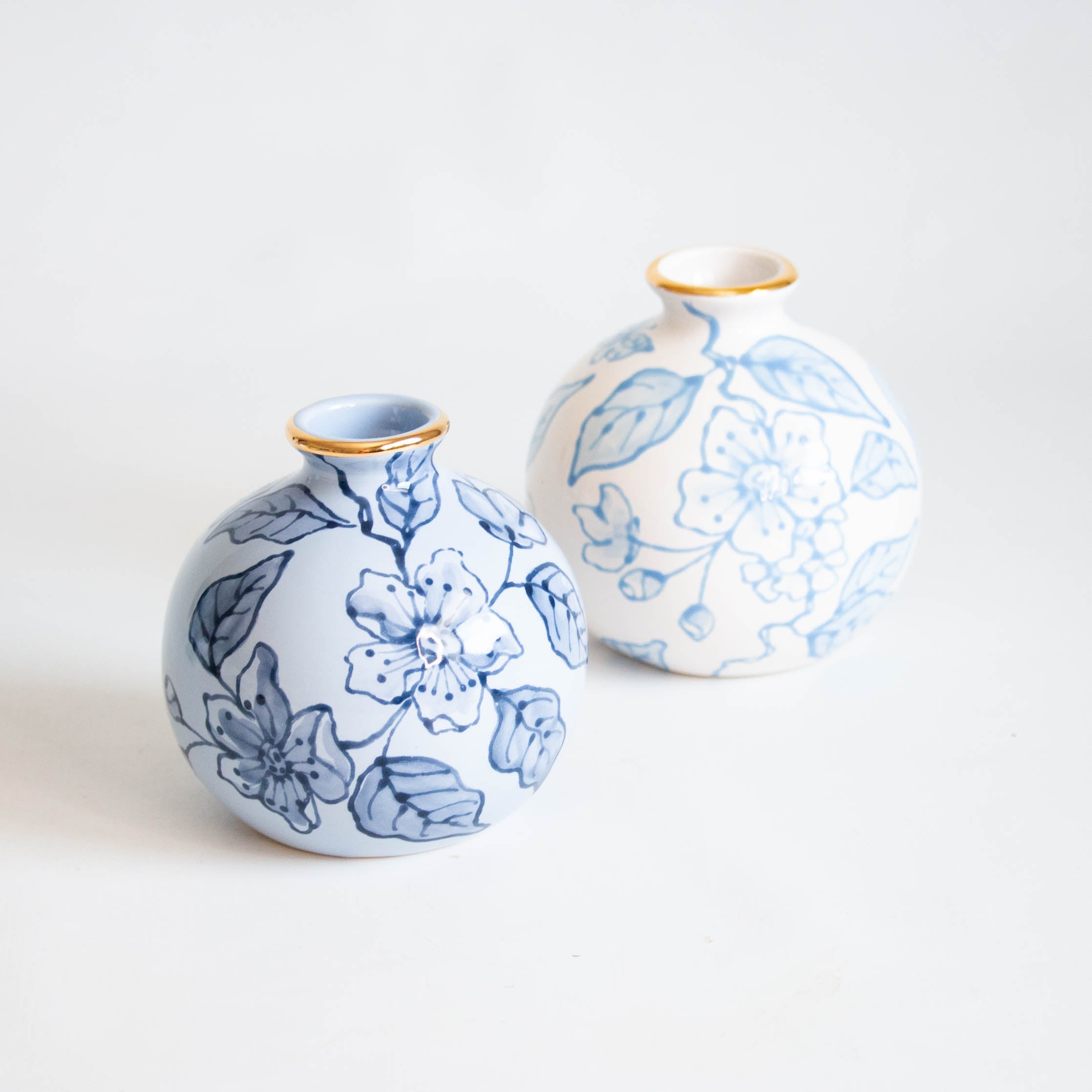 Blue Blossom Chinoiserie Potelé Vases