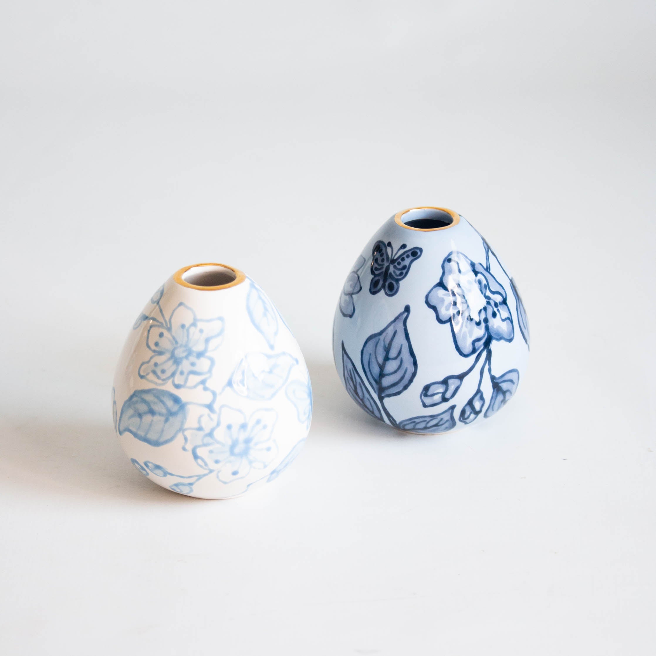 Blue Blossom Chinoiserie Fleur Bud Vases
