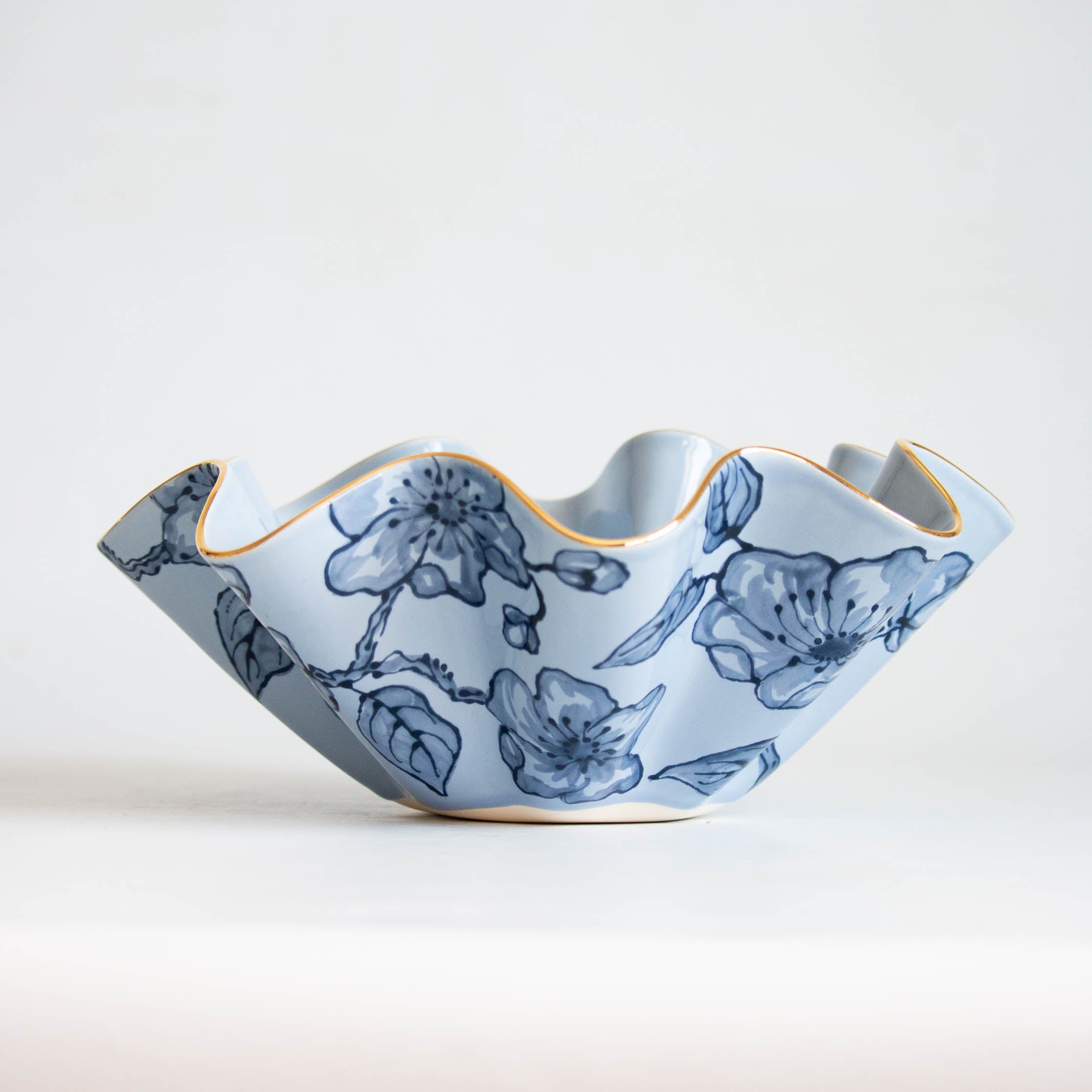 Desirie Blue Blossom Chinoiserie Wavy Bowls