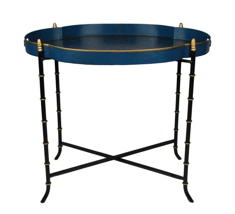 NAVY & GOLD SCALLOPED TRAY TABLE - The Mayfair Hall
