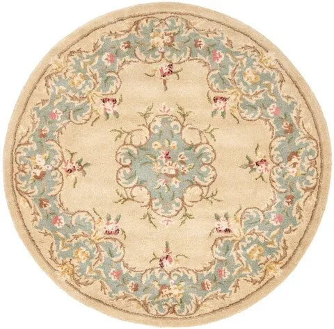 Bergama Wool Rug in Ivory and Light Blue