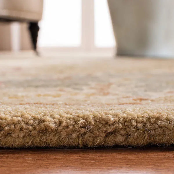 Bergama Wool Rug in Ivory and Light Blue