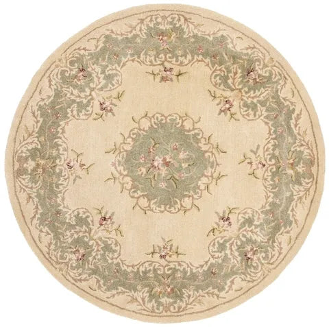 Bergama Wool Rug in Ivory and Light Blue