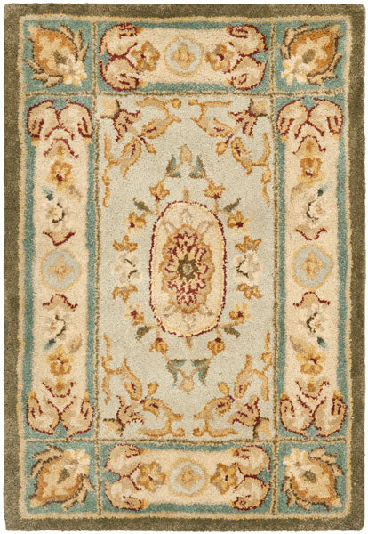Bergama Wool Rug in Light Blue and Ivory