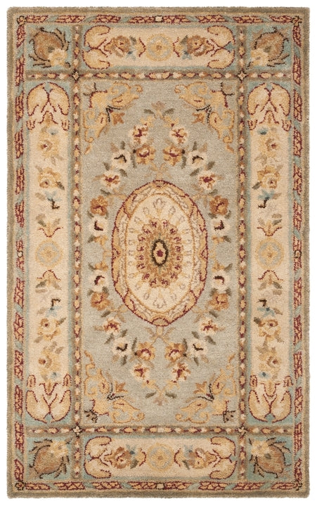 Bergama Wool Rug in Light Blue and Ivory