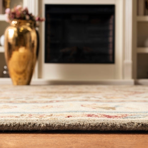 Bergama Wool Rug in Light Blue and Ivory