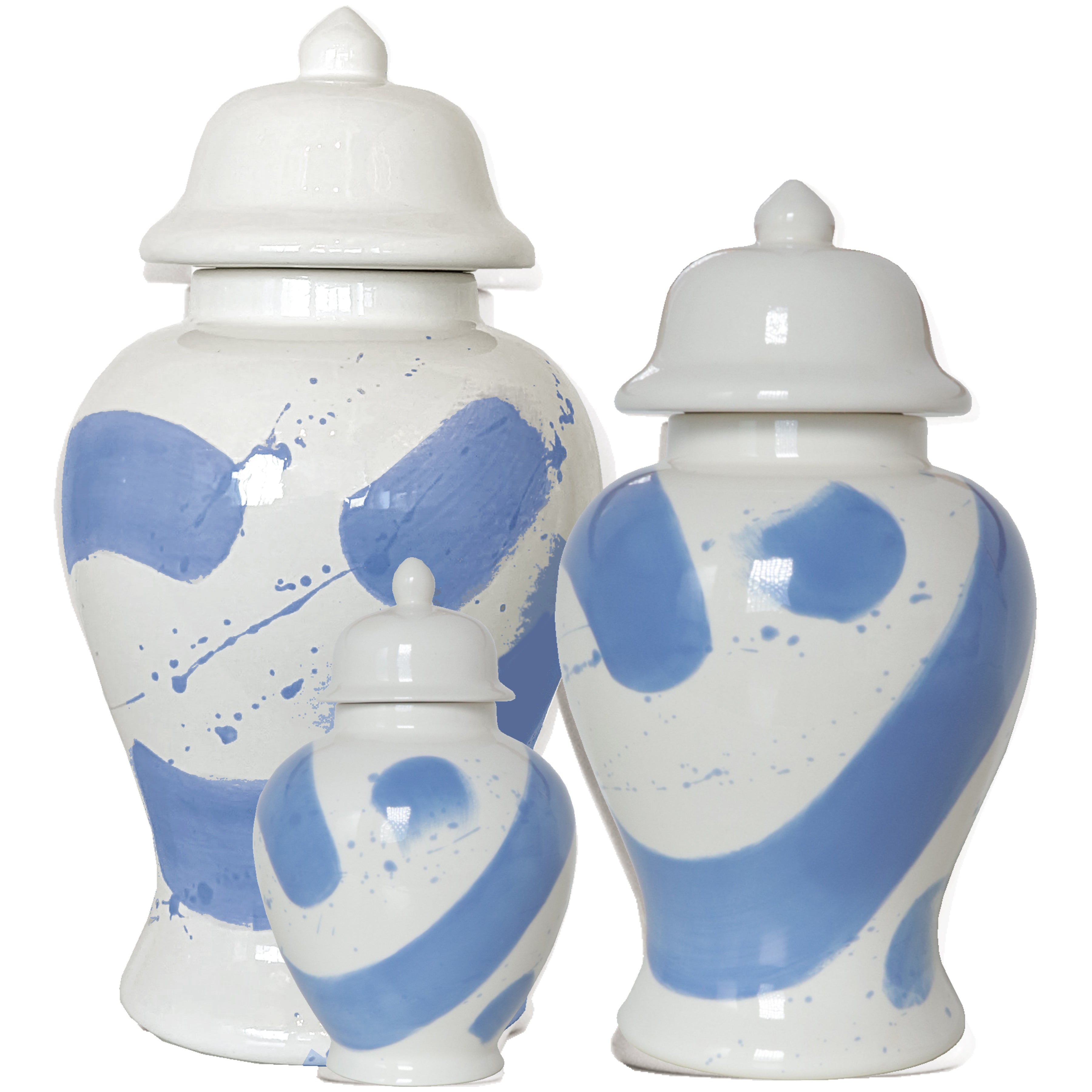 French Blue Brushstroke Ginger Jars