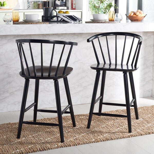 Blanchard Counter Stool in Black with Backrest (Set of 2)