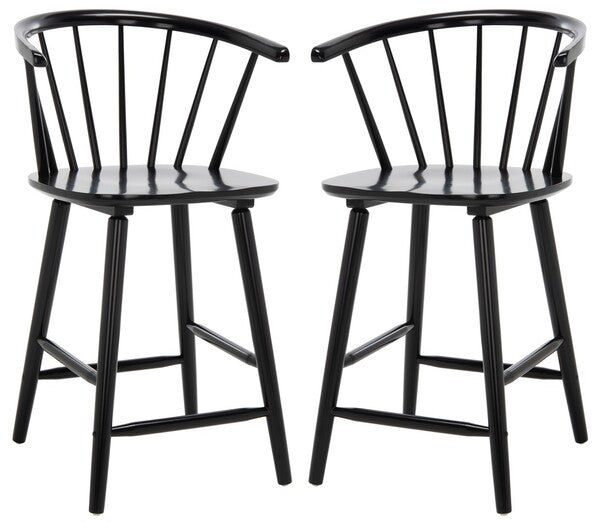 Blanchard Counter Stool in Black with Backrest (Set of 2)