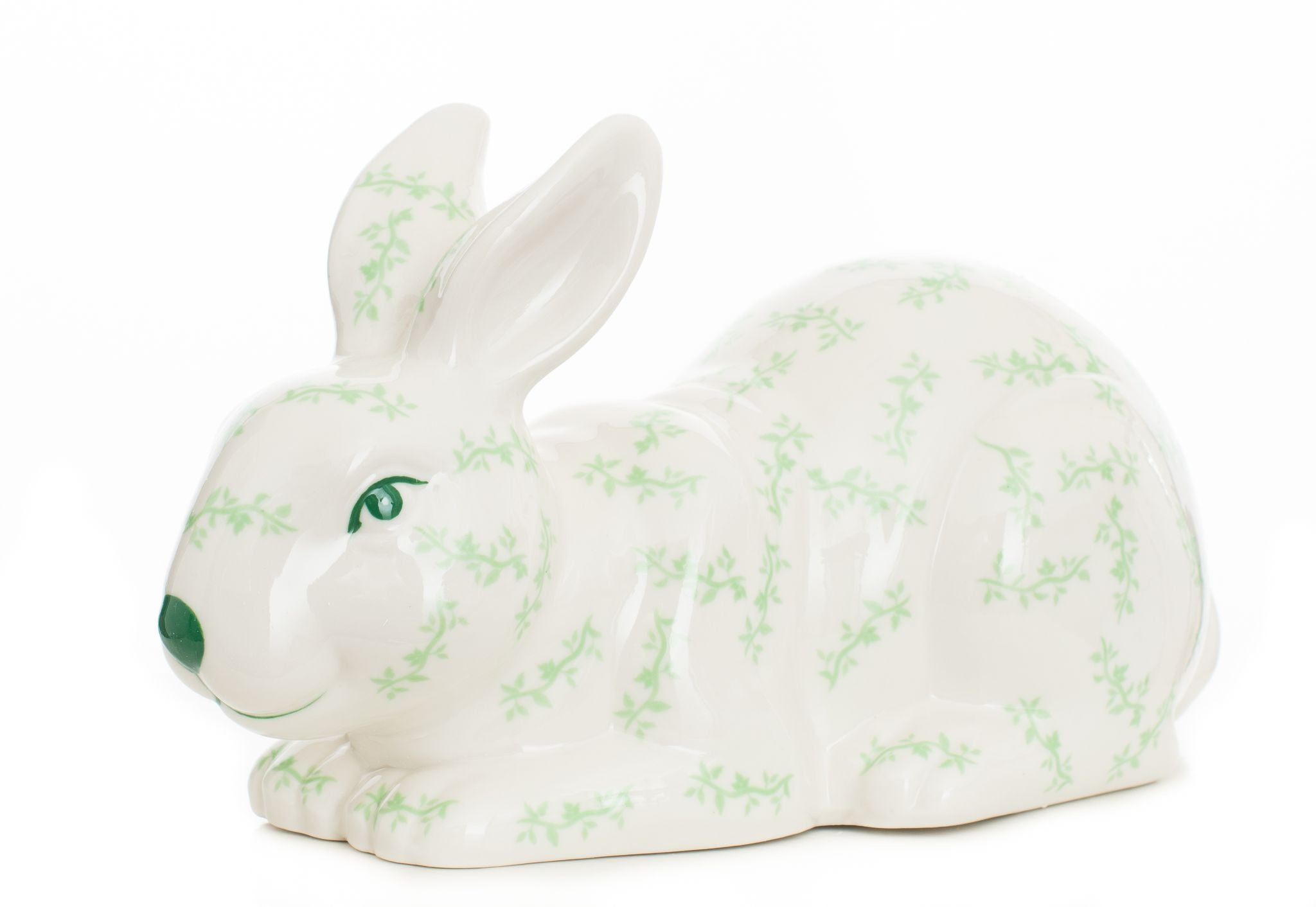 Green and White Floral Sitting Bunny