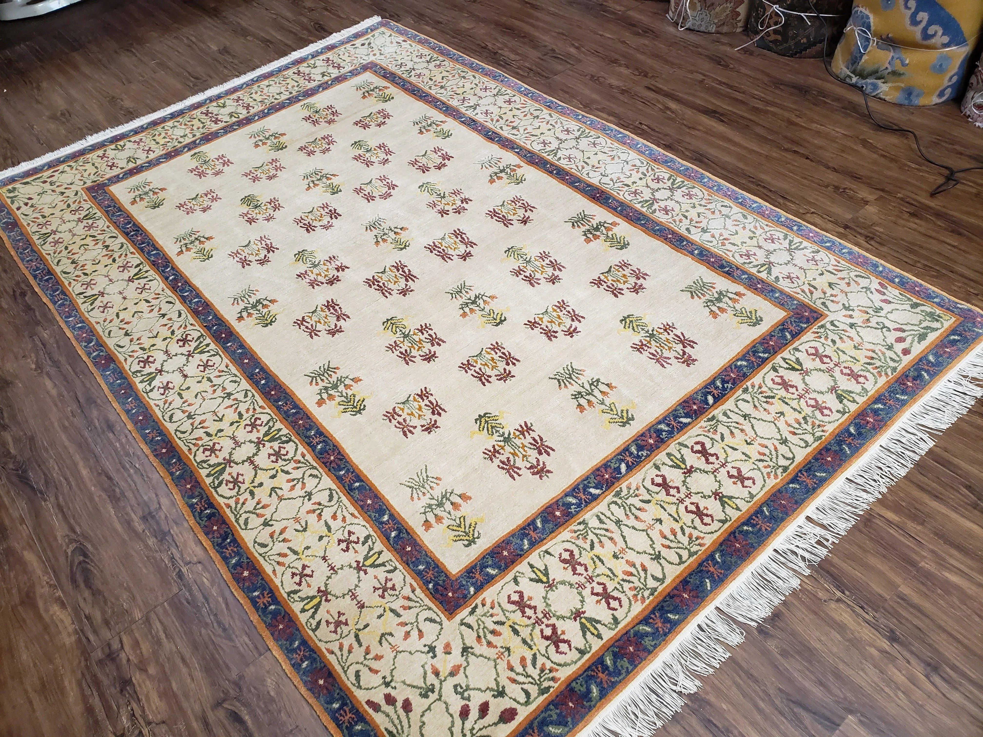 Tufenkian Rug 5.9 x 8.6, Tibetan Nepalese Rug, Hand Knotted, Soft Shiny Wool, Repeated Motifs, Contemporary Modern, Area Rug 6x9, Vintage