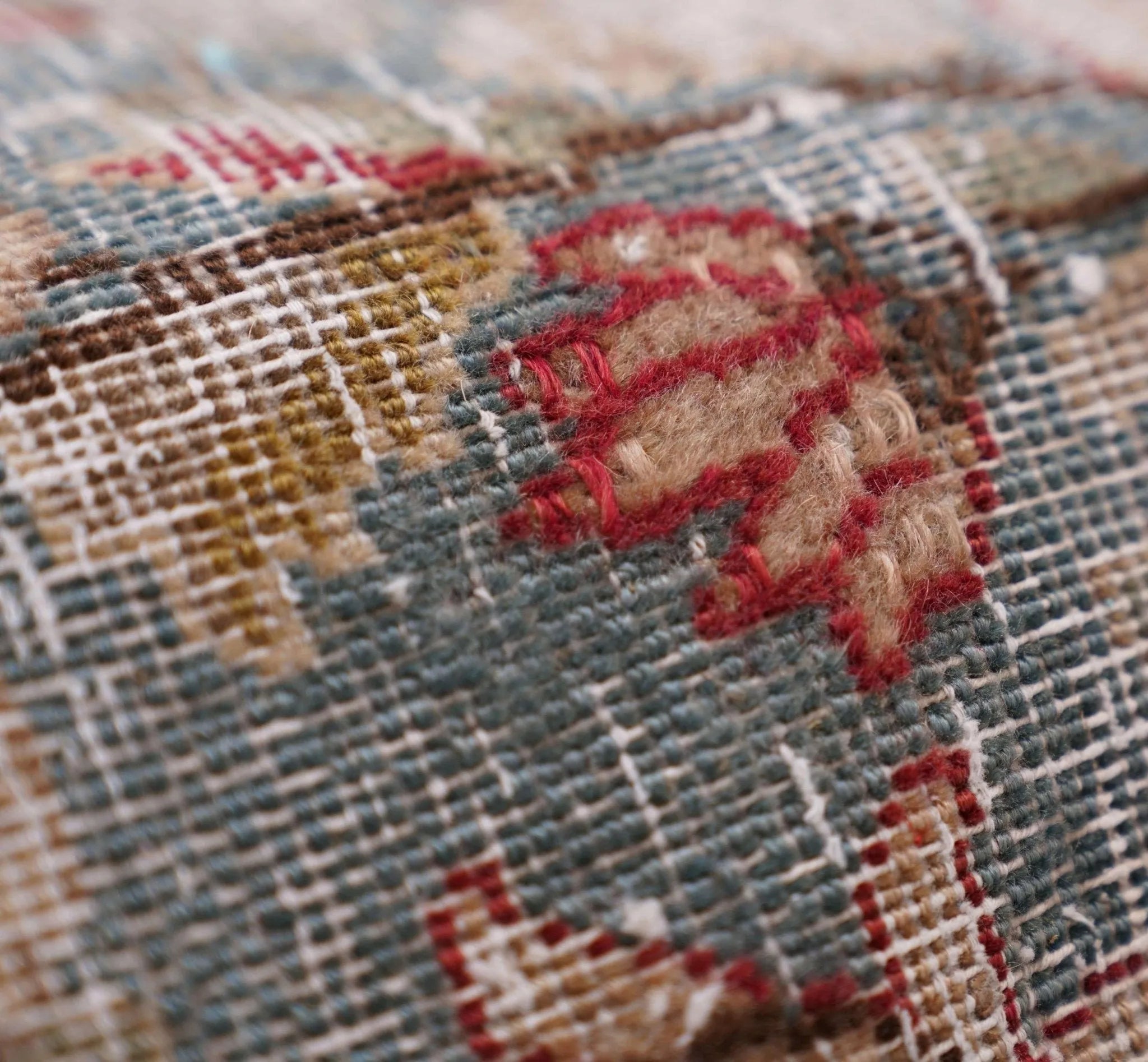 Canvello Antique Kerman Rug Large Sofa Cushion - 16"x16"