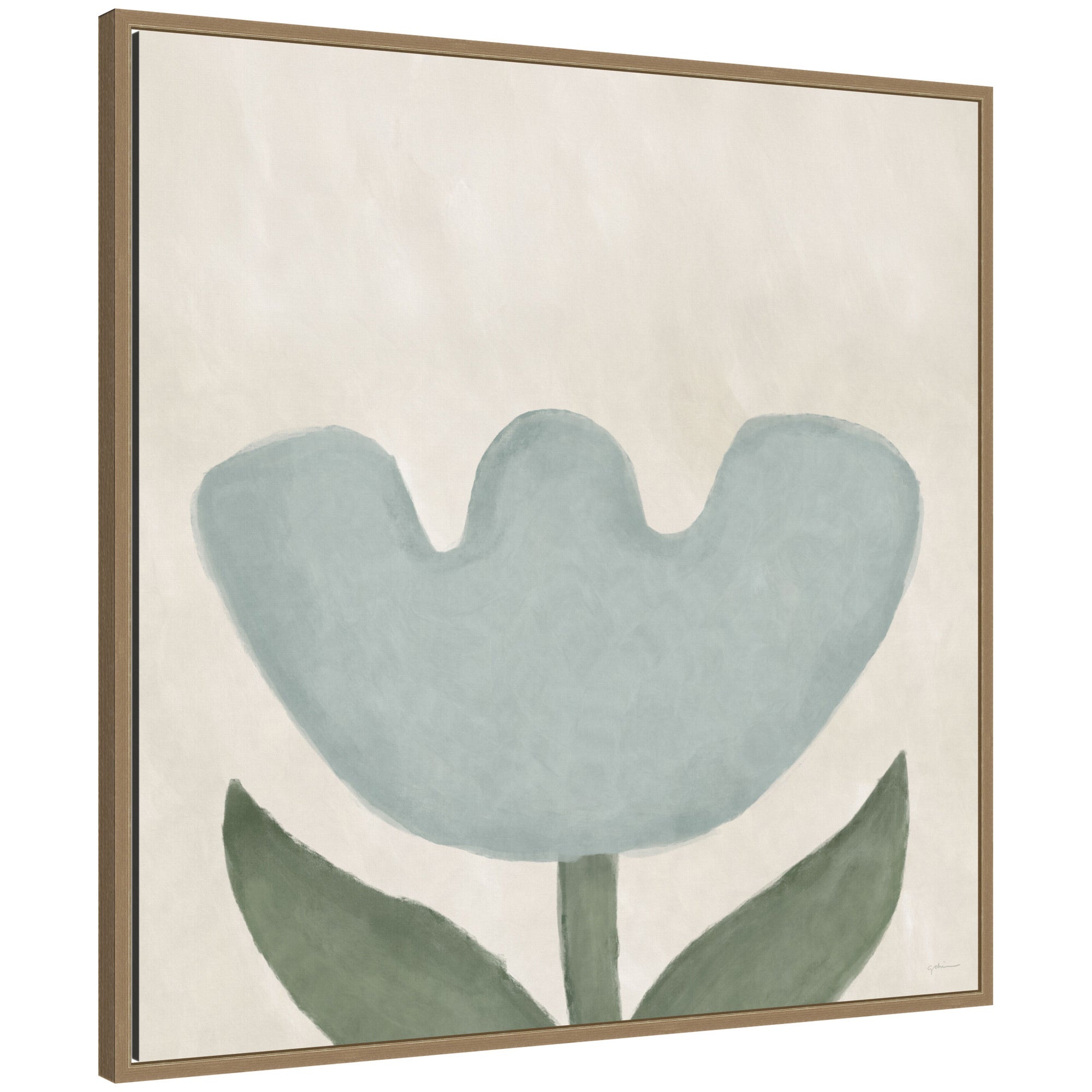 Blue Flower by Gabrielly Guedes Framed Canvas Wall Art Print