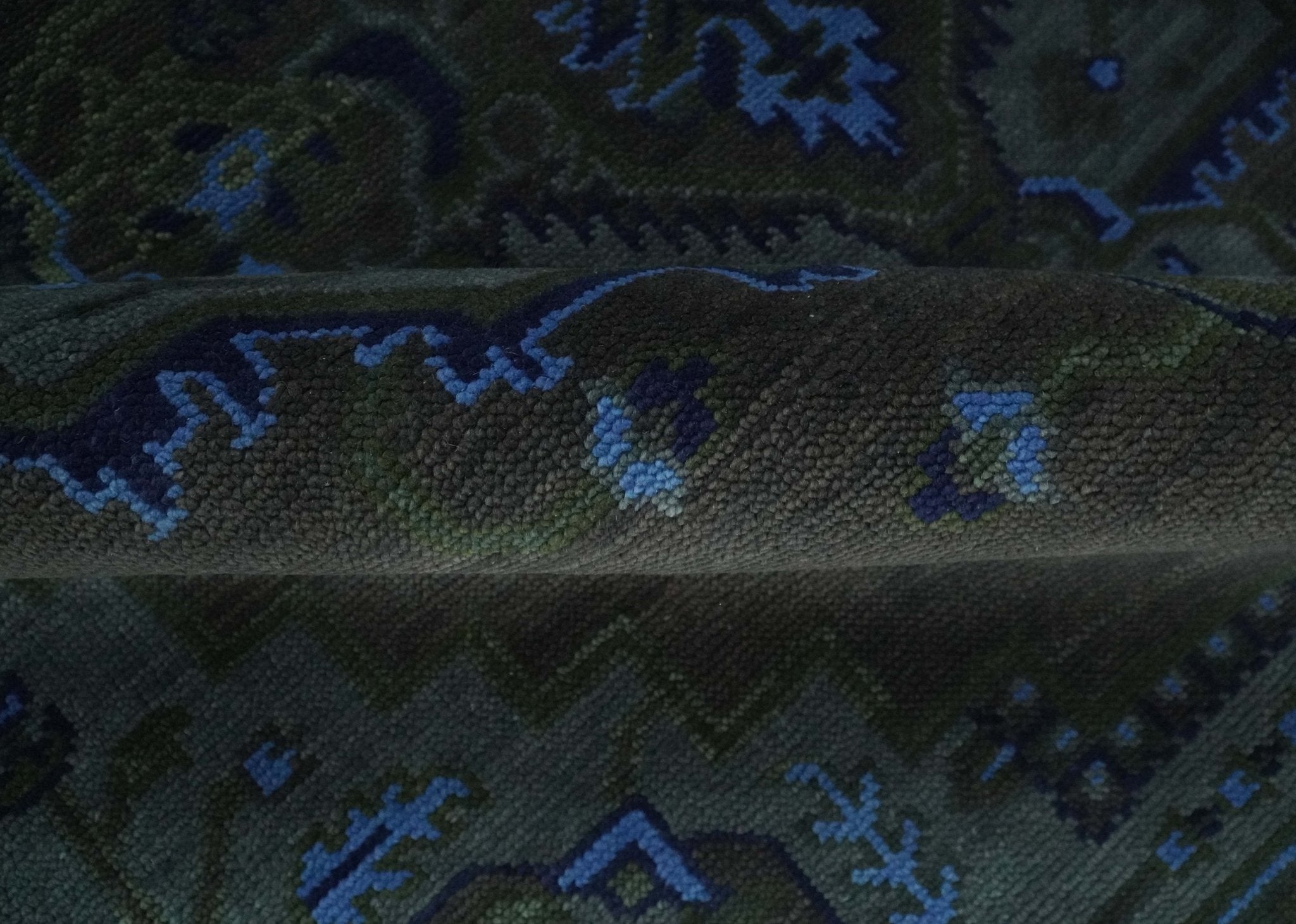 Charcoal, Gray, Green and Blue Neon look Traditional Heriz Medallion Multi Size wool Area Rug - The Rug Decor