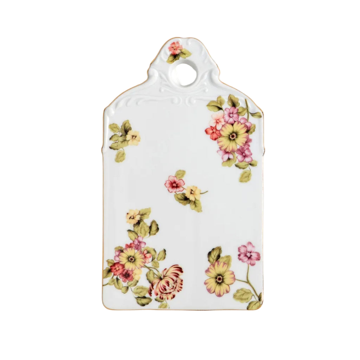 Flor do Ocidente Porcelain Cheese Board with Gold Accents by Tania Bulhões
