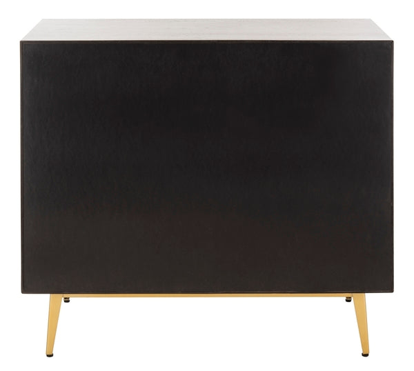 Katia 3 Drawer Wood Chest in Walnut with Gold Knob