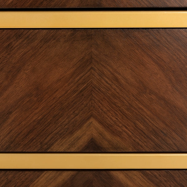 Katia 3 Drawer Wood Chest in Walnut with Gold Knob
