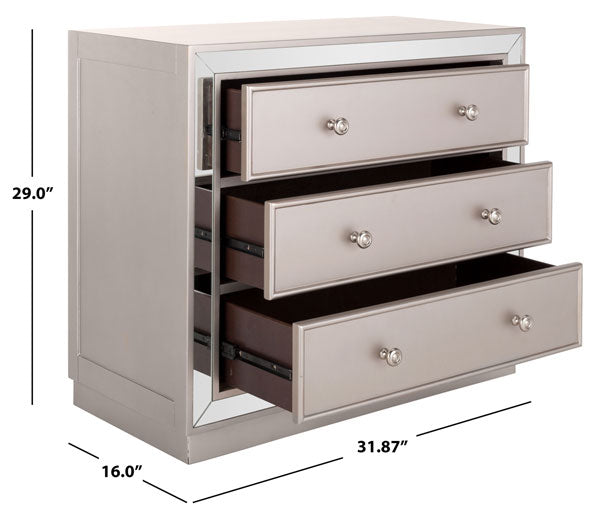 Basie Champagne 3 Drawer Chest - The Mayfair Hall