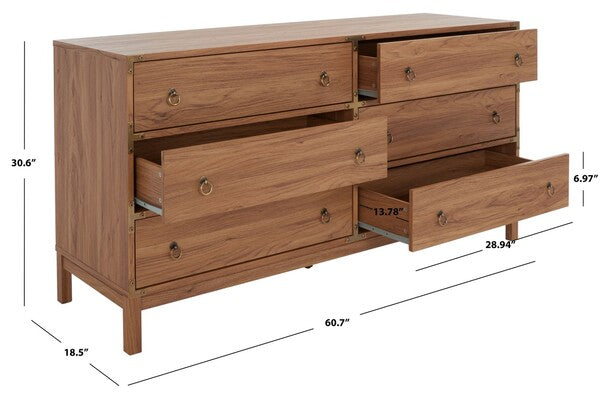 Galio Oak-Gold 6 Drawer Chest - The Mayfair Hall
