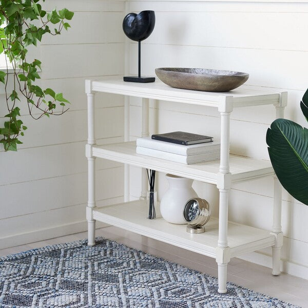 Rafiki 3 Shelf Console Table in Distressed White