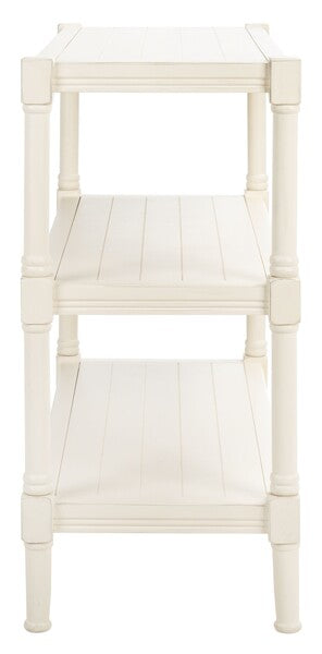 Rafiki 3 Shelf Console Table in Distressed White