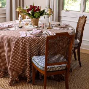 Constance Chocolate Round Tablecloth with Ruffle