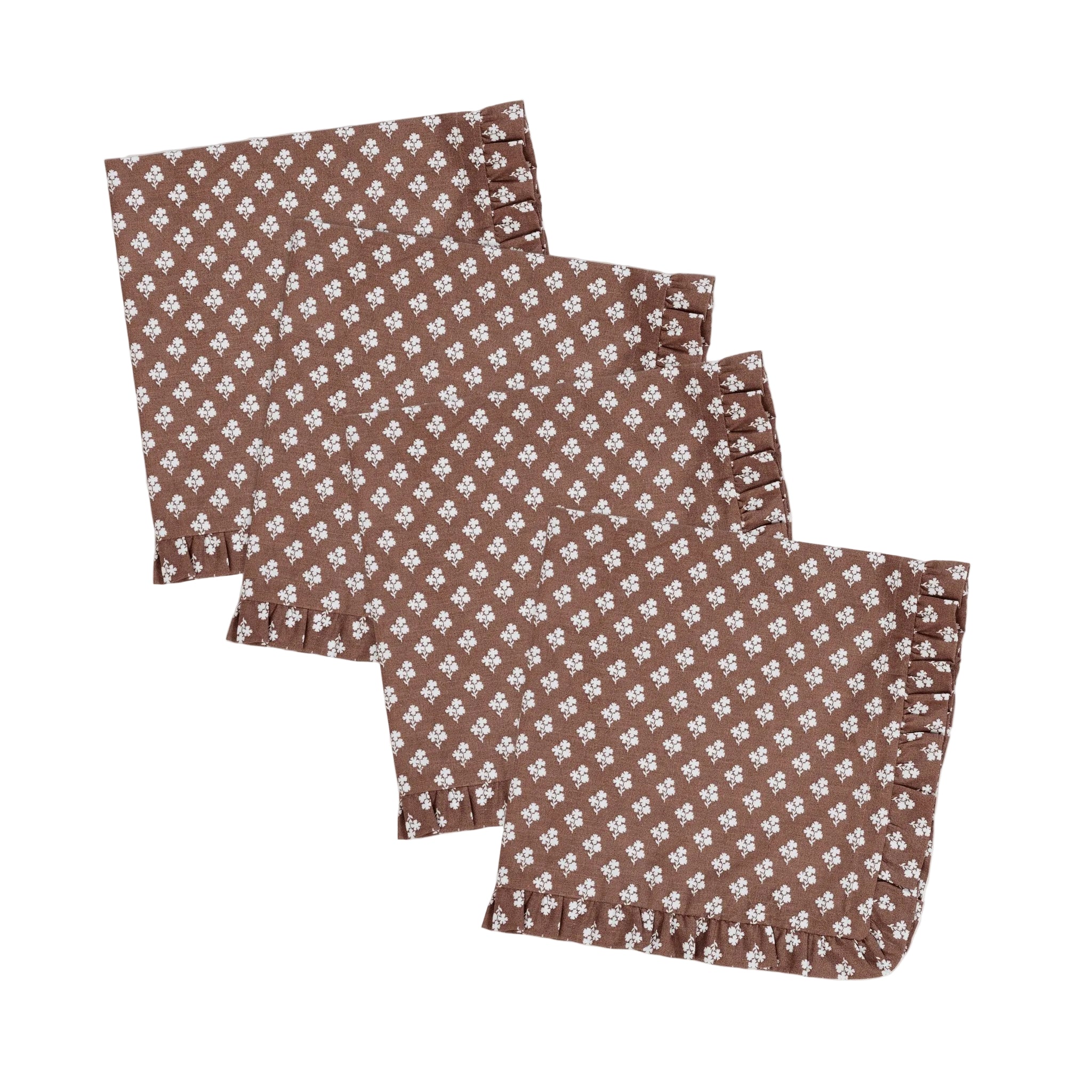 Constance Chocolate Ruffled Dinner Napkins - Set of 4