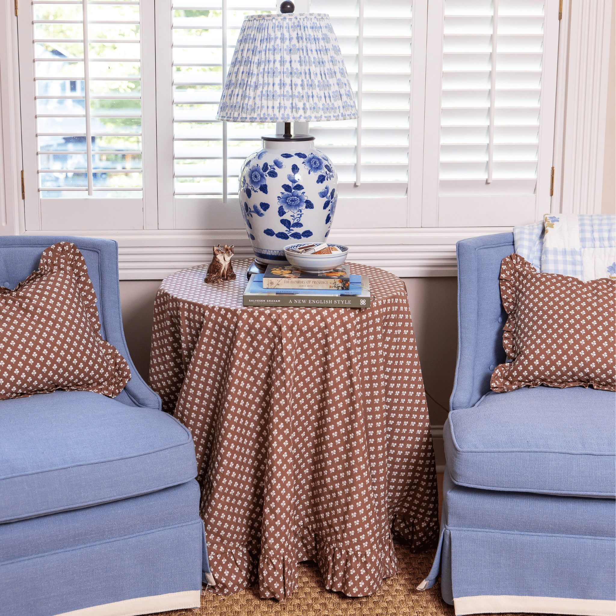 Constance Small Round Tablecloth with Ruffle