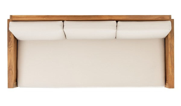 Guadeloupe Natural-White Outdoor Teak 3-seat Sofa - The Mayfair Hall