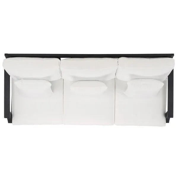 Martinique Wood Patio Sofa in Black/White with Cushion
