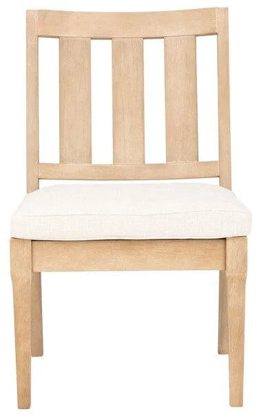 Safavieh Dominica Natural-White Wooden Outdoor Dining Chair (Set of 2)
