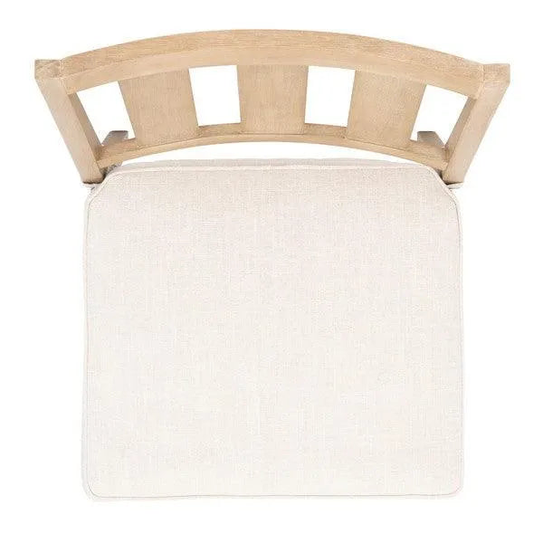 Safavieh Dominica Natural-White Wooden Outdoor Dining Chair (Set of 2)