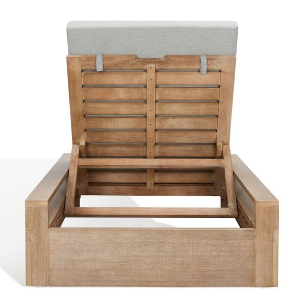 Lanai Wood Chaise Beige Lounge Chair - The Mayfair Hall