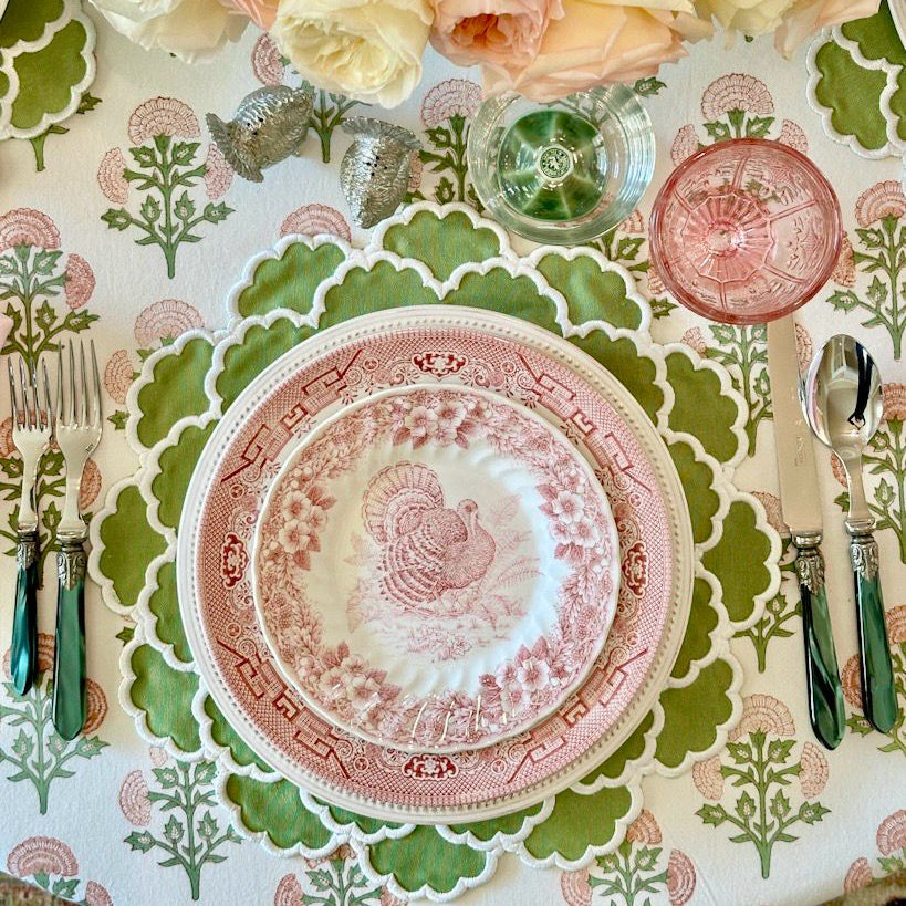 CRESSIDA GREEN ROUND FABRIC PLACEMAT