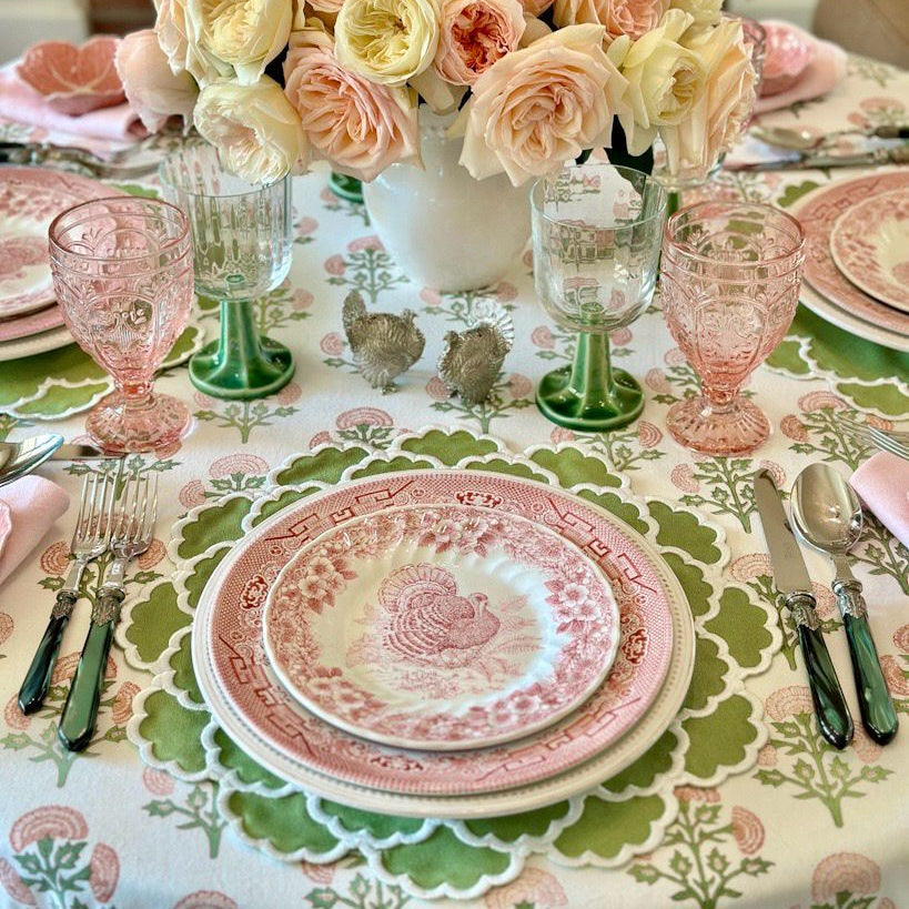 CRESSIDA GREEN ROUND FABRIC PLACEMAT