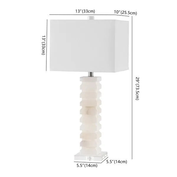 Anita Alabaster Table Lamp in White with Crystal Pedestal Base - The Mayfair Hall