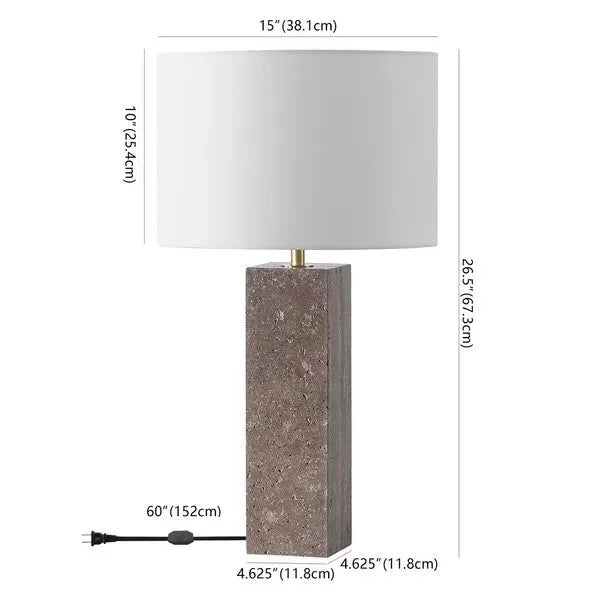 Feliciano Travertine Table Lamp in White with Dimmer Switch - The Mayfair Hall