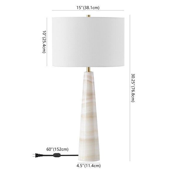 Ismeralda Jade Stone Table Lamp in Off White with Dimmer Switch