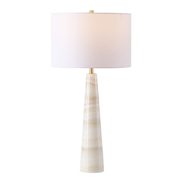 Ismeralda Jade Stone Table Lamp in Off White with Dimmer Switch