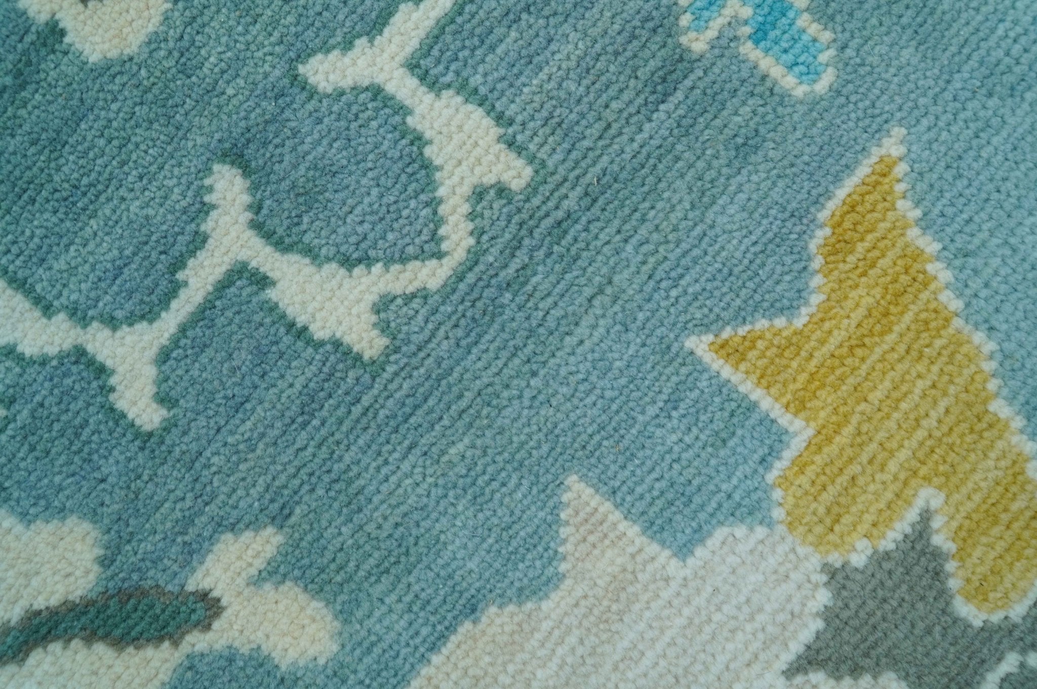 Custom Made Antique Blue Traditional Oushak Design Hand Knotted Wool Area Rug