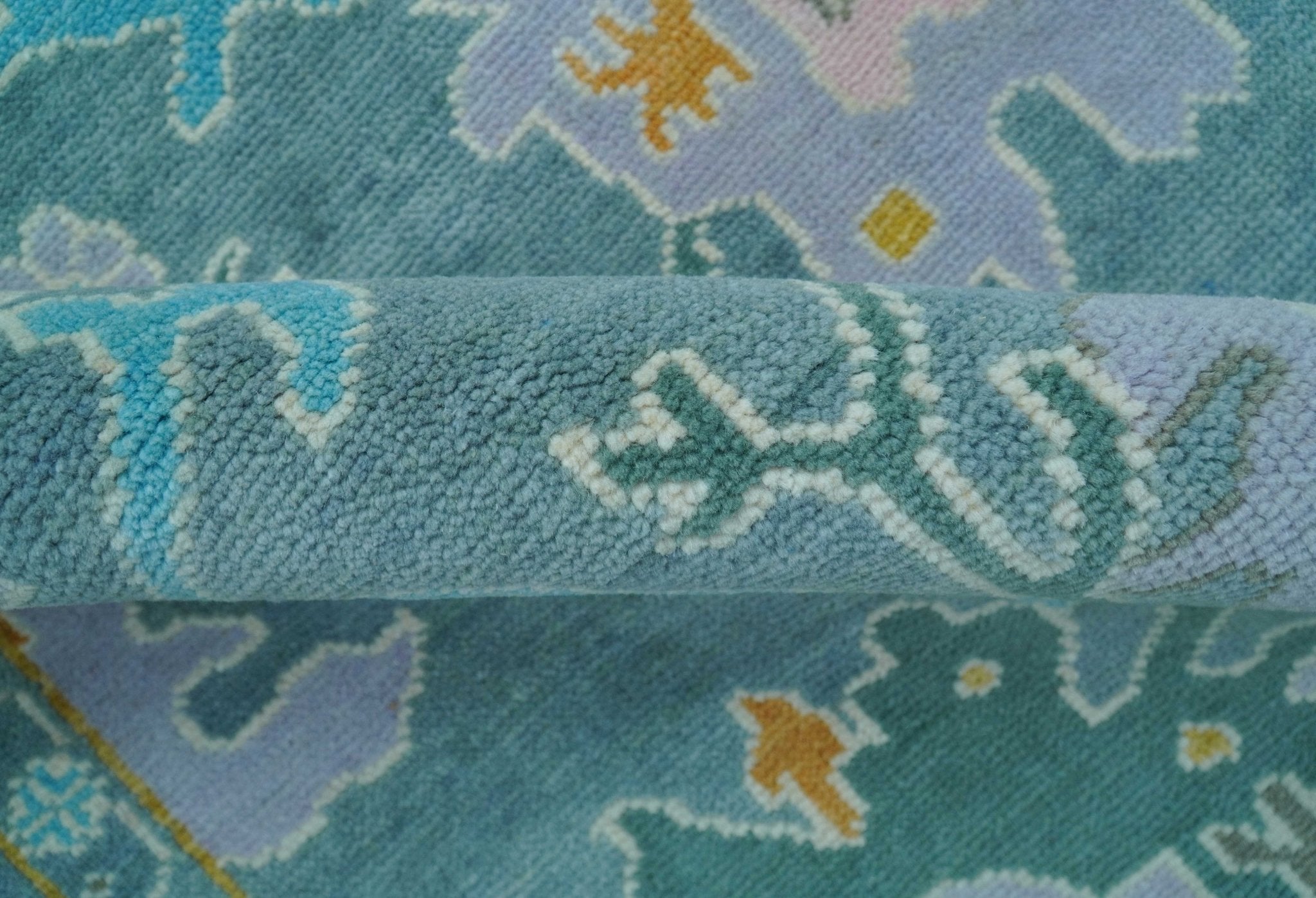 Custom Made Antique Blue Traditional Oushak Design Hand Knotted Wool Area Rug