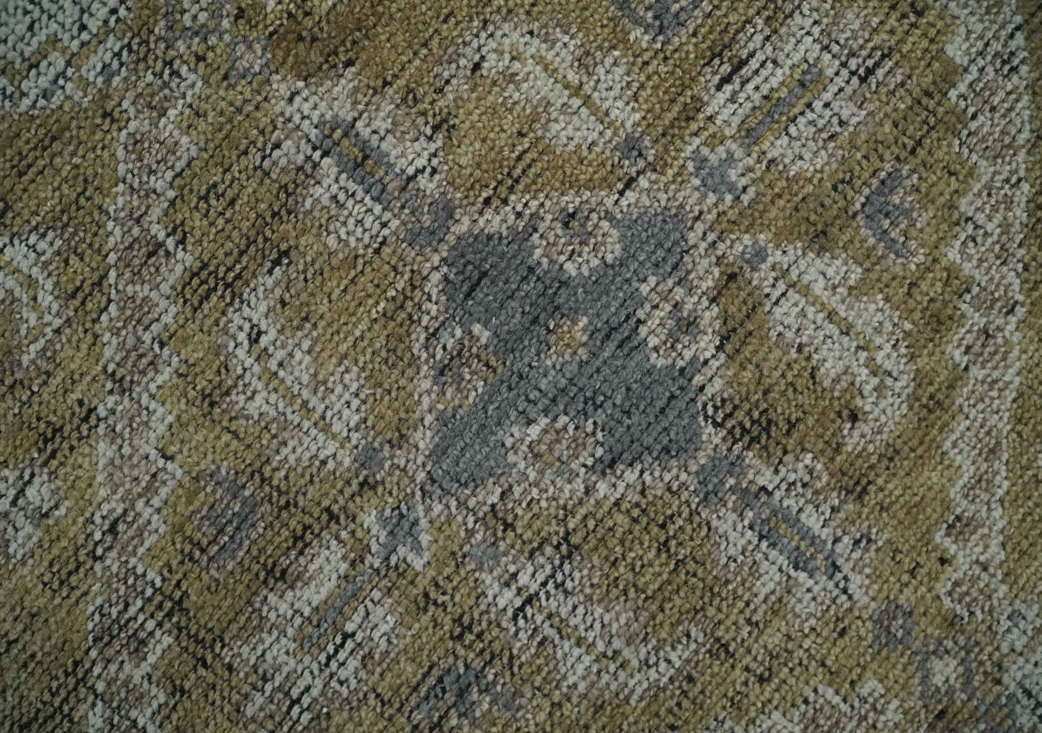 Custom Made Antique Style Hand Knotted Olive, Silver and Charcoal Traditional Wool Area Rug - The Rug Decor