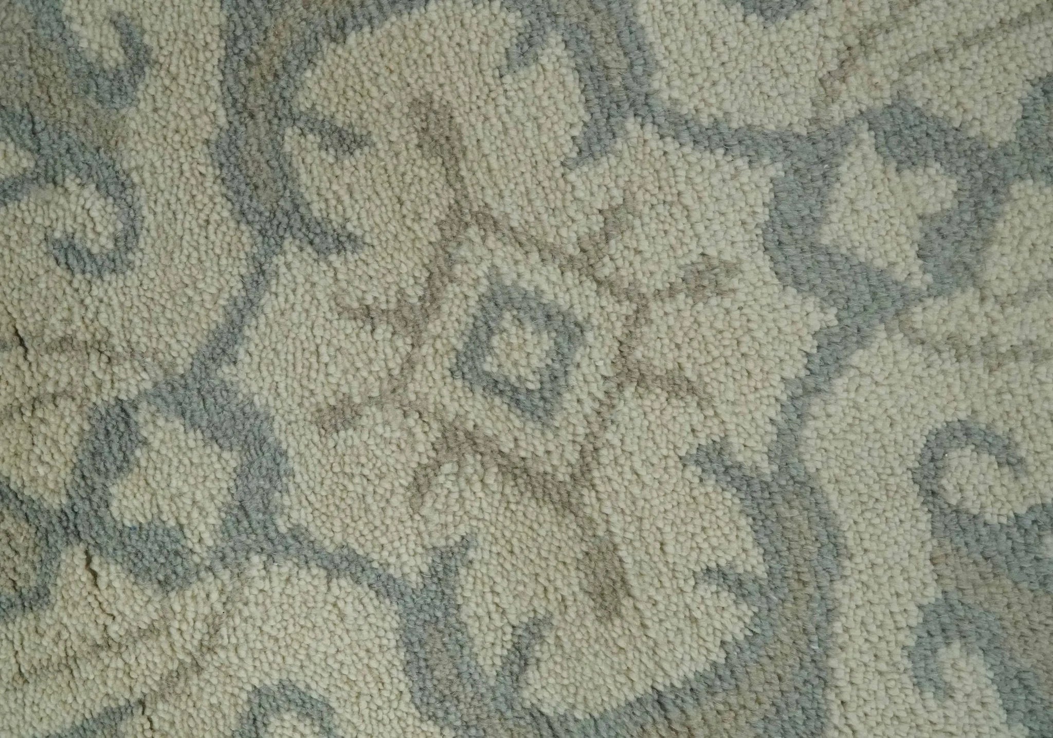 Custom Made Beige and Charcoal Traditional Heriz Medallion Hand Knotted wool Area Rug