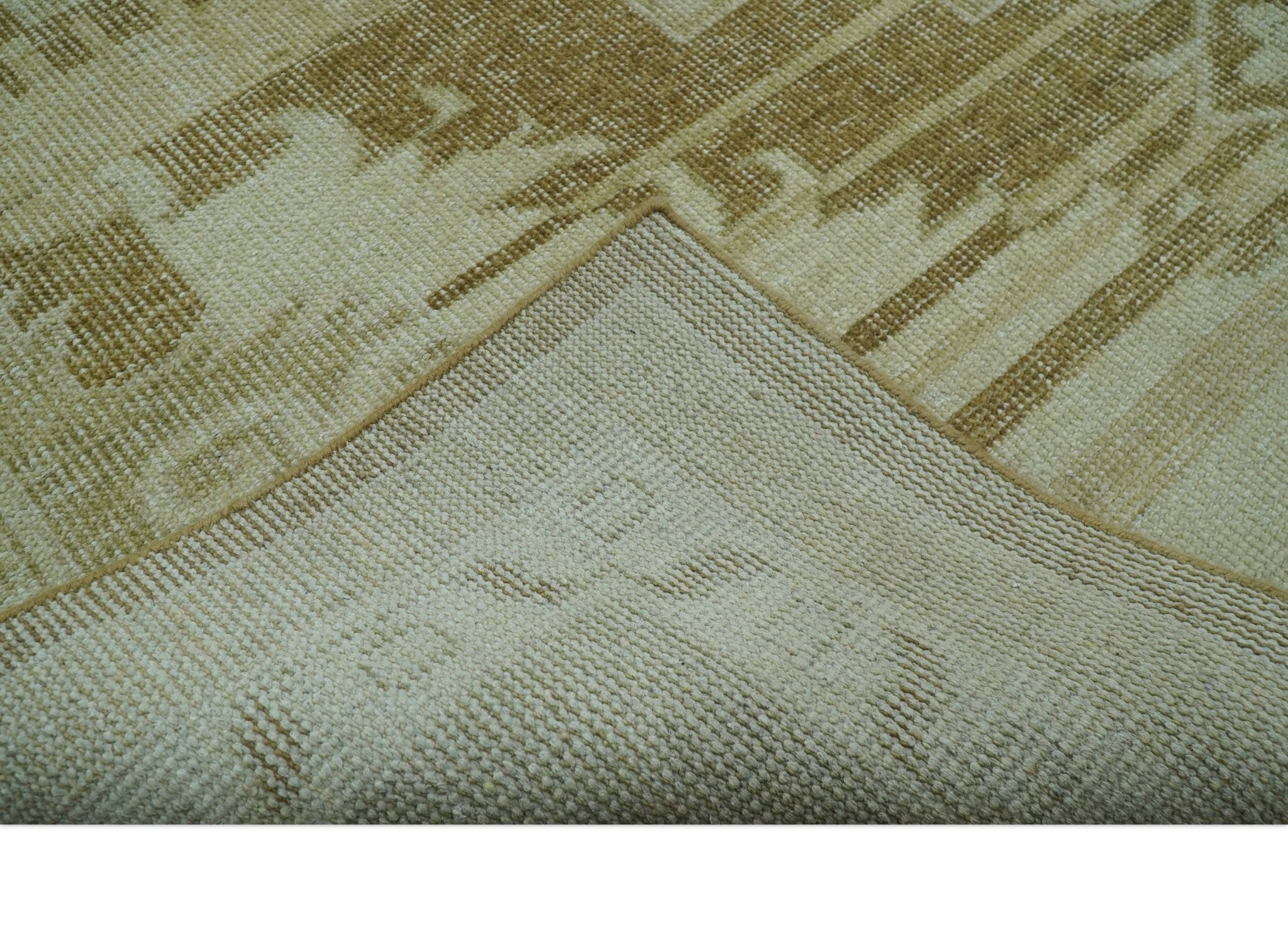 Custom Made Beige and Olive Hand Knotted Traditional wool area rug - The Rug Decor