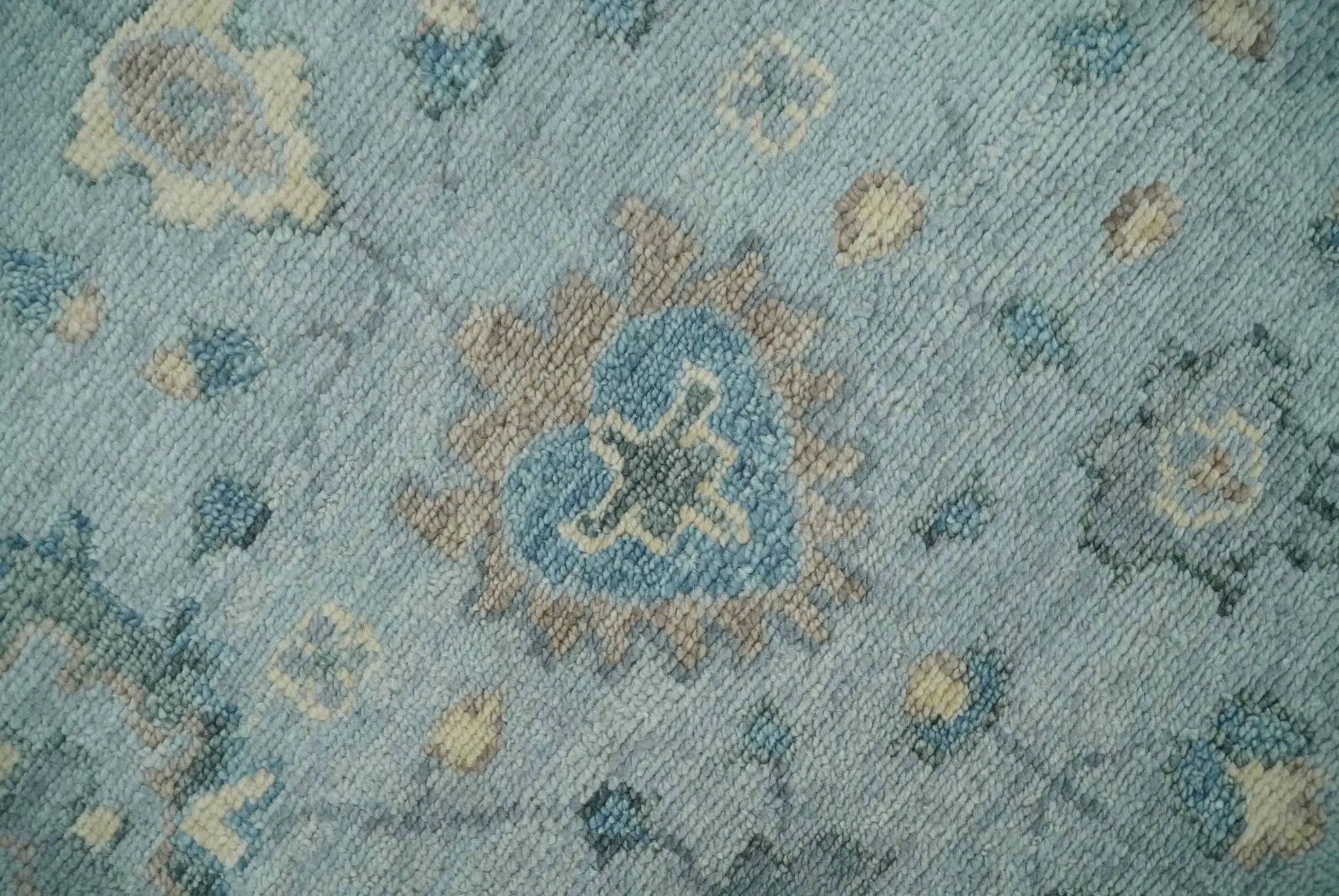 Custom Made Blue Hand knotted traditional Oushak wool Area Rug