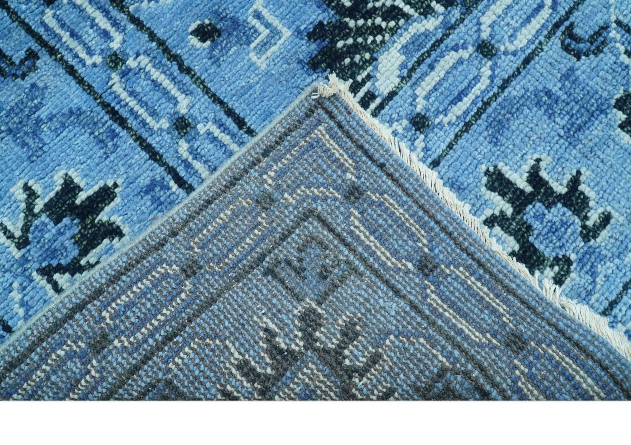 Custom Made Blue Traditional Persian Design Hand Knotted Wool Rug - The Rug Decor