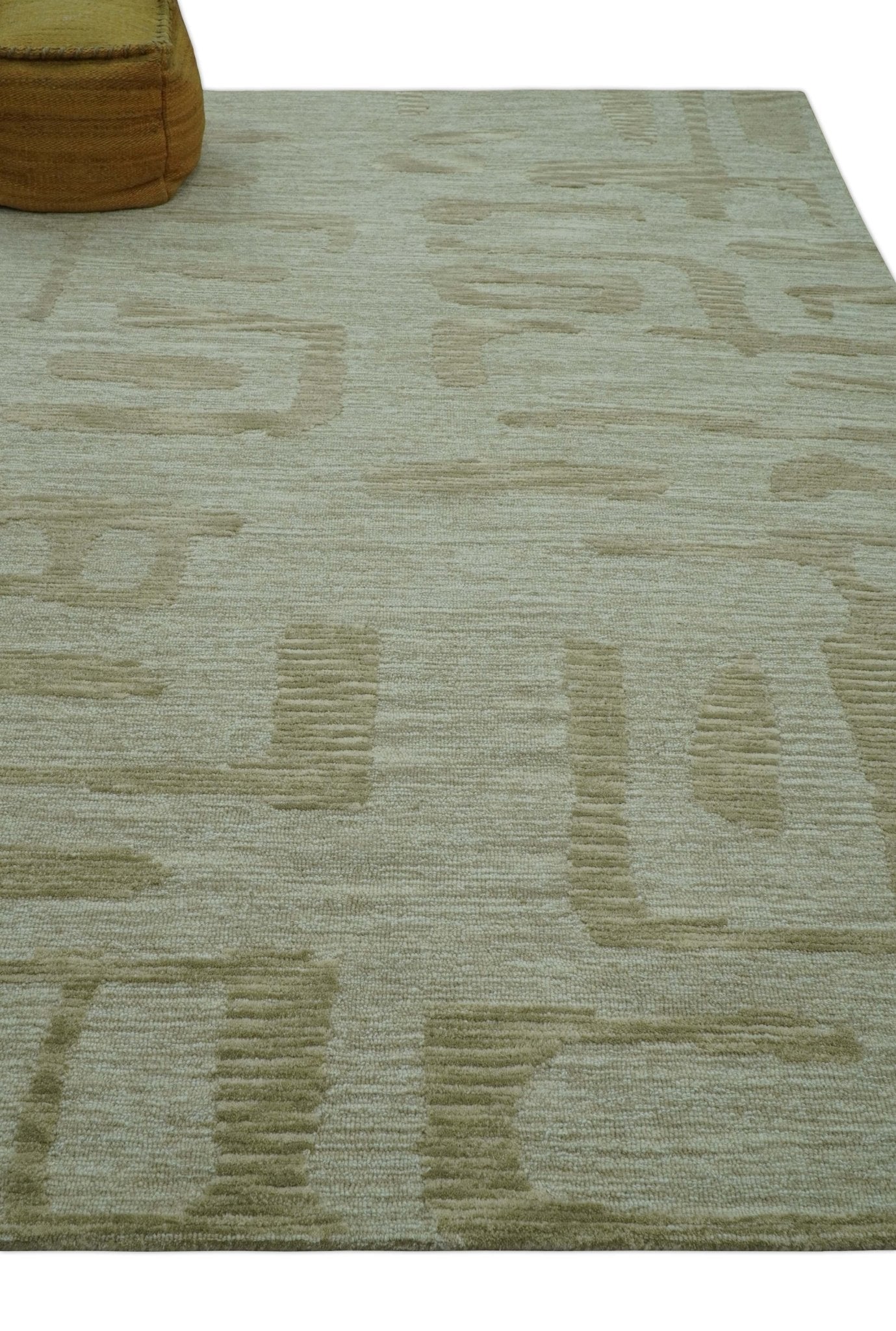 Custom Made brown And Ivory Modern Abstract Pattern Hand Tufted Wool Area Rug - The Rug Decor