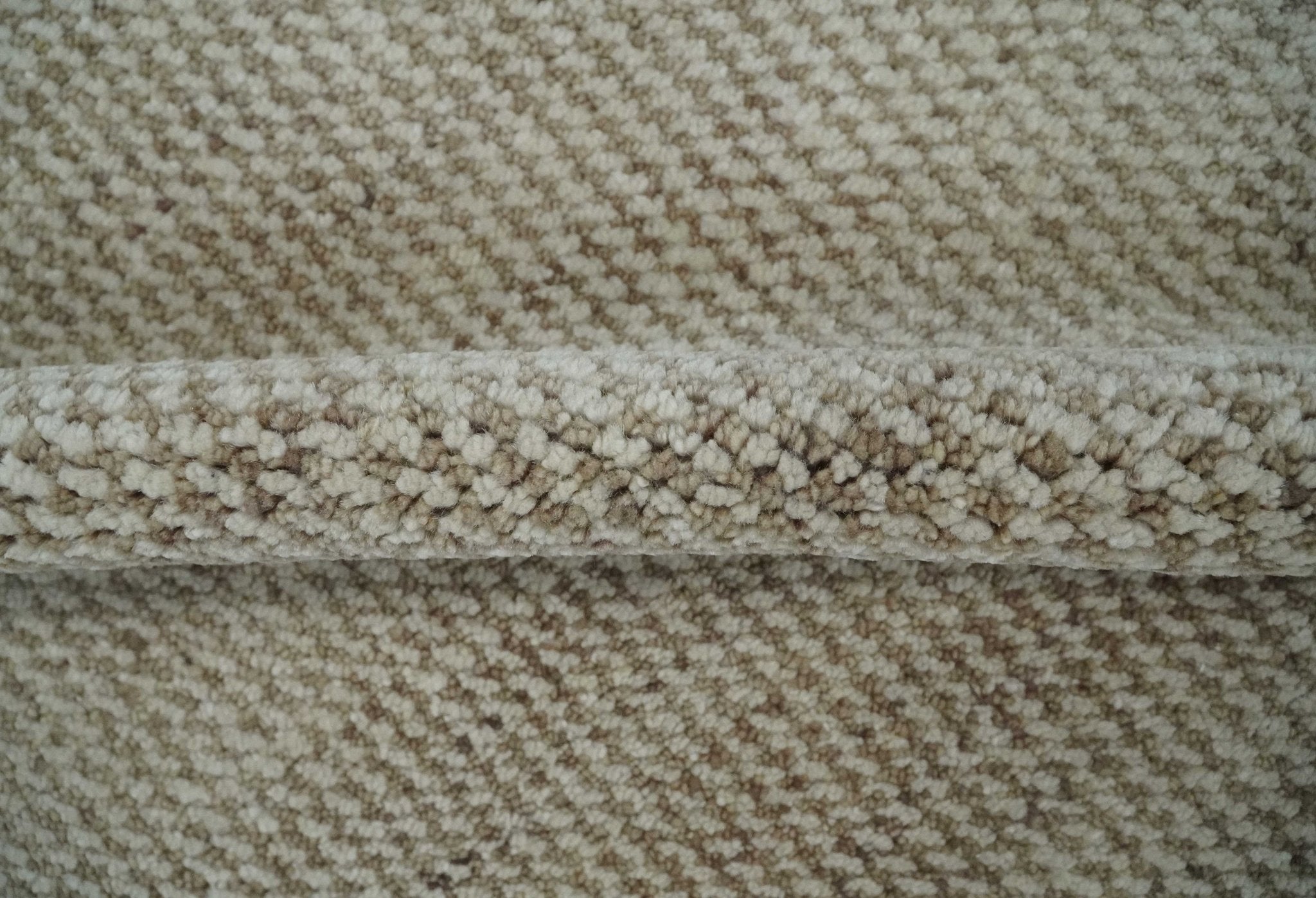 Custom Made Contemporary Beige and Ivory Hand Knotted Rug Area Rug - The Rug Decor