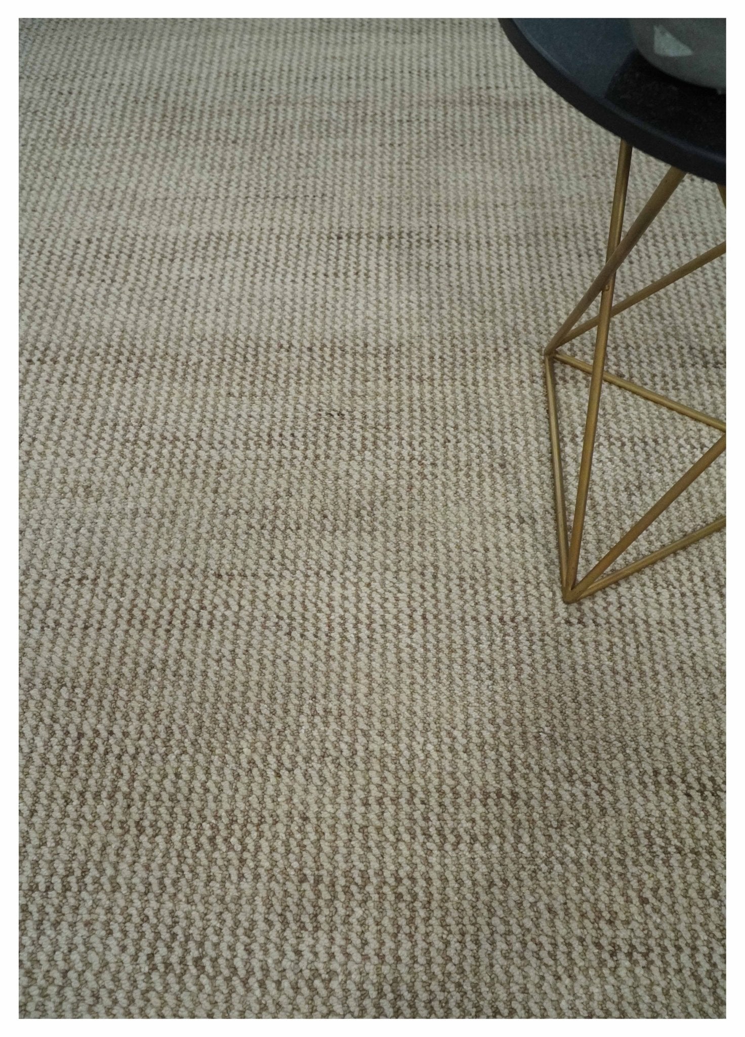 Custom Made Contemporary Beige and Ivory Hand Knotted Rug Area Rug - The Rug Decor